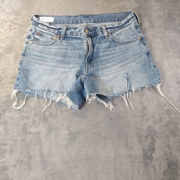 Gap Womens Low Stride Denim Shorts 31/12R Blue Distressed Cutoff Casual Summer - Picture 1 of 9